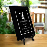 Canoeing Customizable Black Frame Wooden Award Plaque | Easel Mount Option | Achievement and Recognition Personalizable Plaques | Sports Award