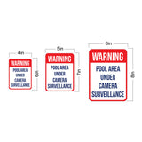 Portrait Round Plus Warning Pool Area Under Camera Surveillance Wall or Door Sign | Indoor Gym Signage