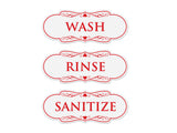 Signs ByLITA Designer Wash Rinse Sanitize Sign - Easy Installation | Durable Wall or Door Sign