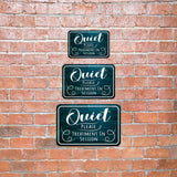 Classic Framed Plus Quiet Please Treatment In Session Door or Wall Sign | Hospitality Signage