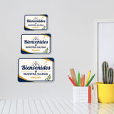 Classic Framed Plus Bienvenidos a Nuestra Iglesia — Welcome to Our Church Door or Wall Sign | Spanish - Church Room & Area Signs