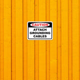 Classic Framed Plus Caution Attach Grounding Cables Door or Wall Sign | Business Protection Construction Site Warehouse & Shop Area