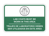 Classic Framed Plus Lab Coats Must Be Worn In This Area Wall or Door Sign | Bilingual Spanish and English Workplace Business Signage