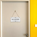 No Entry 5" x 10" Hanging Wall or Door Sign | Rustic Twine | Stylish Business or Office Signage