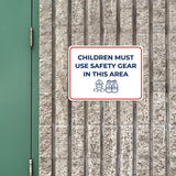 Classic Framed Plus Children Must Use Safety Gear In This Area Door or Wall Sign | Child Safety Business Signs