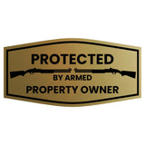 Signs ByLITA Fancy Protected by Armed Property Owner (Shotgun) Door or Wall Sign | Home Security Warning Sign