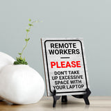 Remote Working Tipping Signs|Café or Restaurant Etiquette Decor Table Sign with Acrylic Stand (6x8“)