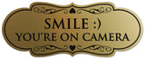 Signs ByLITA Designer Smile You're on Camera Sign - Easy Installation | Durable Wall or Door Sign