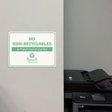 Classic Framed Plus No Non-Recyclables in Paper Recycling Bin Door or Wall Sign | General Waste & Disposal
