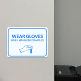 Classic Framed Plus Wear Gloves When Handling Samples Door or Wall Sign | Hygiene and Safety Signage