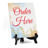 Signs ByLita Order Here, Blue Watercolor Table Sign (6 x 8