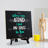When I Am Afraid I Put My Trust In You 5"x 5" Square Table Sign With Acrylic Easel | Religious Home Decor