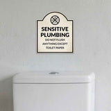 Sensitive Plumbing Do Not Flush Anything Except Toilet Paper' Headstone ? Wall/Door Restroom & Hygiene Sign