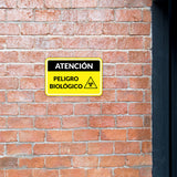 Classic Framed Plus Atención Peligro biológico Door or Wall Sign | Business Warning Signage