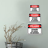 Classic Framed Plus Peligro Estación De Carga De Baterías Door or Wall Sign | Spanish Business Signage