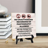 General Warnings & Courtesy Notices 5"x 5" Square Table Sign With Acrylic Easels