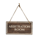 Arbitration Room 5" x 10" Hanging Wall or Door Sign | Legal and Court House Rustic Twine Signage