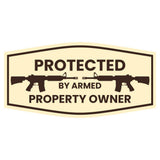 Signs ByLITA Fancy Protected by Armed Property Owner (M-16) Door or Wall Sign | Home Security Warning Sign