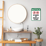 Portrait Round Plus Notice No Running Or Rough Play Allowed Wall or Door Sign | Indoor Gym & Pool Signage