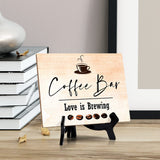 Coffee Bar. Love is Brewing Table Sign with Easel Stand, 6" x 8"