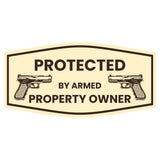 Signs ByLITA Fancy Protected by Armed Property Owner (Handgun) Door or Wall Sign | Home Security Warning Sign