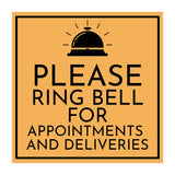 Square Plus Please Ring Bell For Appointments and Deliveries Wall or Door Sign | Health & Safety Warehouse Business Signage