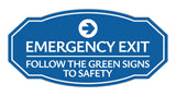 Signs ByLITA Victorian Emergency Exit Follow the Green Signs to Safety Durable Plastic Sign | Easy Installation | Elegant Design Wall or Door Sign