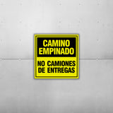 Square Plus Camino Empinado No Camiones De Entregas Wall or Door Sign | Spanish | Health & Safety Warehouse Business Signage