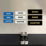 All Quality Standard WASH RINSE SANITIZE Set of 3 Bay Sink Signs - Restaurant & Commercial Kitchen Sink Signs - Easy to Install