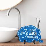 Please Wash Your Hands Cloud Speech Bubble (6 x 4") Table Sign With Acrylic Easel