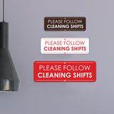 Signs ByLITA Standard Please Follow Cleaning Shifts Door or Wall Sign Easy Installation | Shared Accommodation | Sign for Home, Business, AirBNB and Office Spaces
