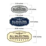 Victorian All Sales Final No Refunds No Exchanges (Dollar) Wall or Door Sign