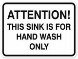Signs ByLITA Classic Framed ATTENTION THIS SINK IS FOR HAND WASH ONLY Door or Wall Sign Durable Plastic | Easy Installation | Elegant Design