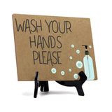 Signs ByLITA Wash Your Hands Please, Hygiene Table Sign, 6" x 8"