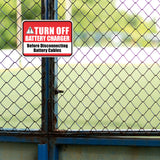 Classic Framed Plus Turn Off Battery Charger Before Disconnecting Battery Cables Door or Wall Sign | Business Protection Construction Site Warehouse & Shop Area