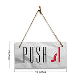 Push 5" x 10" Hanging Wall or Door Sign | Rustic Twine | Signs for Home and Business