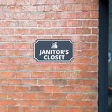 Notched Standard Janitor's Closet Wall or Door Sign | Facilities and Rooms Sign