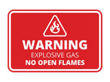 Signs ByLITA Classic Framed Warning: Explosive Gas - No Open Flames Door or Wall Sign Easy Installation | Health And Safety | Building And Warning Signs