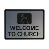 Classic Framed Welcome To Church Praying Hands Wall or Door Sign