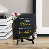 What Makes You Different Makes You Beautiful 5"x 5" Square Table Sign With Acrylic Easel | Religious Home Decor