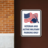 Portrait Round Plus Veteran And Active Military Parking Only Door or Wall Sign Honor Veterans with Military Signs | US Pride | Veteran Gratitude and Discount Signs