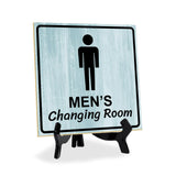 Men's Changing Room 5"x 5" Square Table Sign With Acrylic Easel | Restrooms Decor