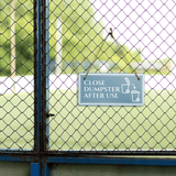Close Dumpster After Use 5x10 Hanging Plus Wall or Door Sign | Rustic Twine | Workplace Safety Signage