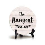 Signs ByLITA Circle The Hangout Wood Color, Entrance Decor Table Sign (5