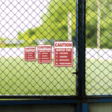 Portrait Round Plus Caution Watch For Children Joggers Bicyclists Pedestrians Wall or Door Sign | Children Safety Signs