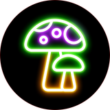 Circle Plus Mushroom Neon Graphic Style Wall or Door Sign | Live Streamer Gaming Themed Decoration