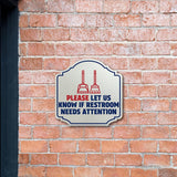 Heritage Plus Please Let Us Know If Restroom Needs Attention Wall or Door Sign | Business Bathroom Hygiene Signage | Stylish Design