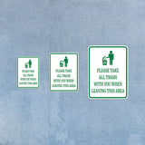 Portrait Round Plus Please Take All Trash With You When Leaving This Area Door or Wall Sign | Health & Safety Signage