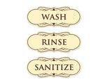 Signs ByLITA Designer Wash Rinse Sanitize Sign - Easy Installation | Durable Wall or Door Sign