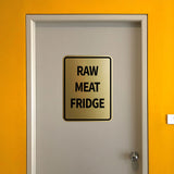Signs ByLITA Portrait Round Raw Meat Fridge Door or Wall Sign Durable ABS Plastic | Laser Engraved | Easy Installation | Kitchen | Hygiene